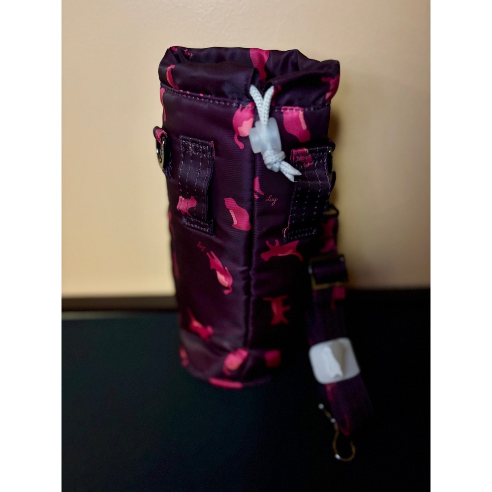 New Lug Huggie Water Bottle Holder Crossbody Bag Purple Cat-Astravaganza Print - Picture 9 of 9